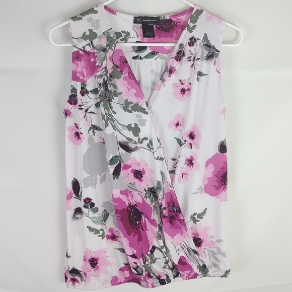 INC International Concepts Faux Wrap Blouse Top Size S | Casual Party Floral - Picture 1 of 6